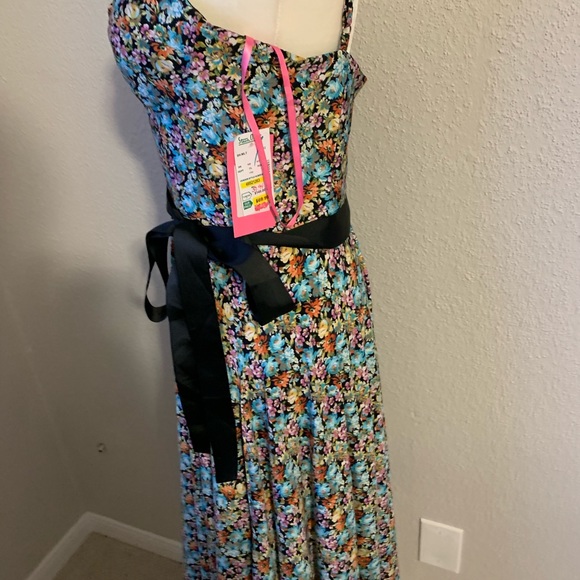 NWT Isaac Mizrahi Rainbow Multi-Colored Floral Dress with Bow Sash Size 12 - Picture 6 of 13